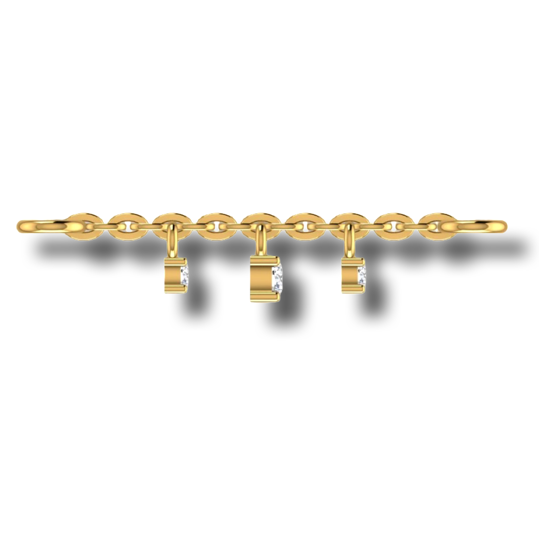 Cervin Blanc diamond connector charm chain in 18ct yellow gold, fine jewelry necklace with sparkling diamond accents.