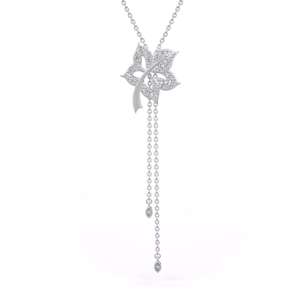 18 inch chain diamond flower lariat necklace
