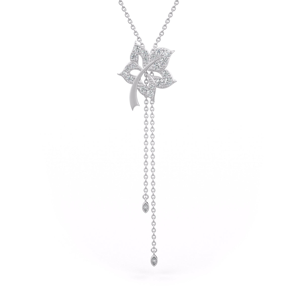 18 inch chain diamond flower lariat necklace