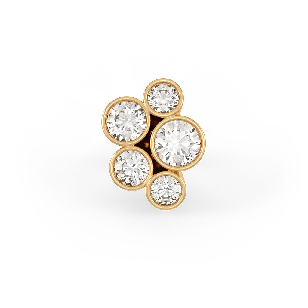Boucles d'oreilles en or jaune avec diamant bulle de 1 carat