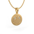 18ct Yellow Gold Diamond Necklace Smiley Emoji Face

