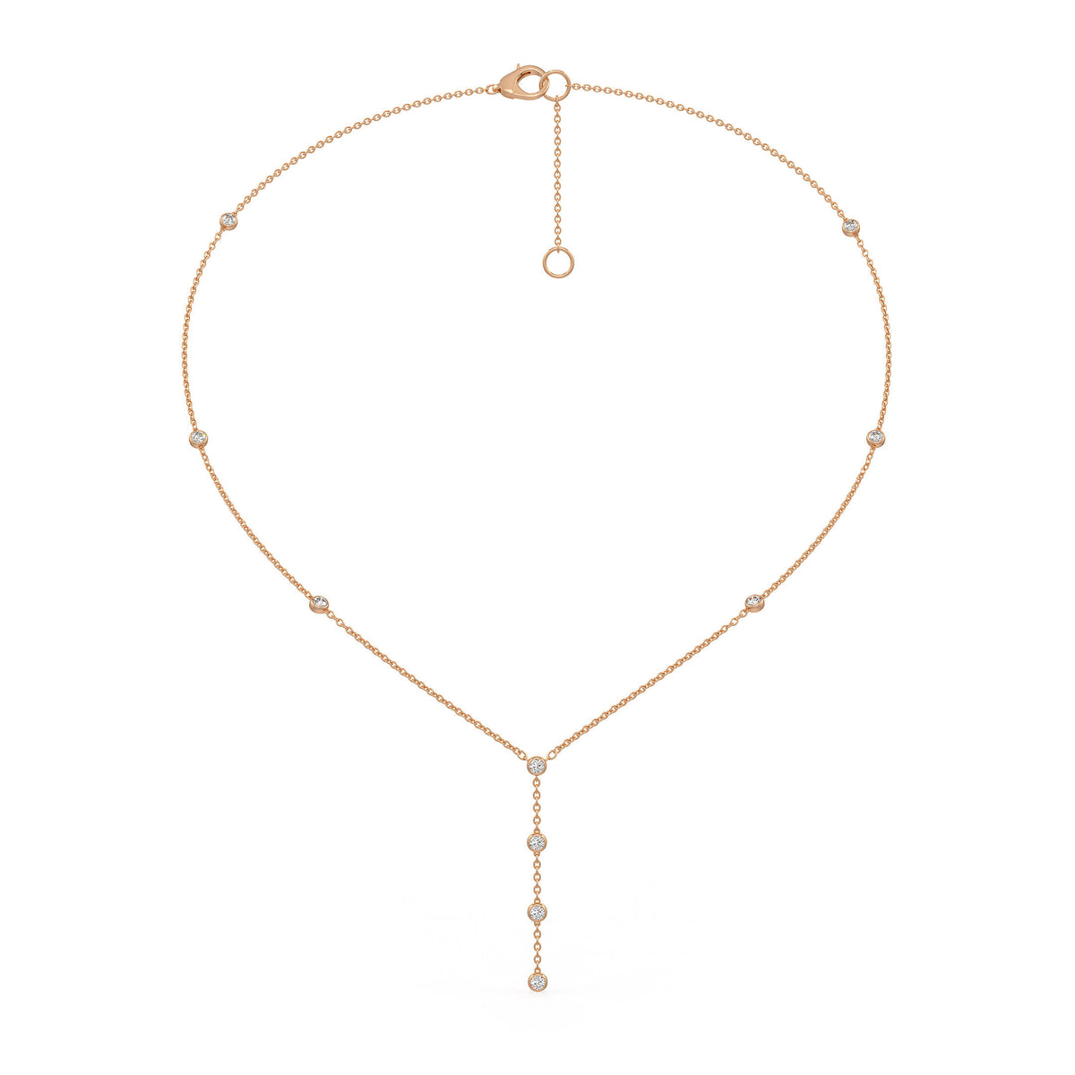 Blushing Beauty: Diamond Petal Lariat Necklace