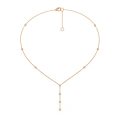 1ct Diamond Necklace in 18ct Rose Gold Lariat Style