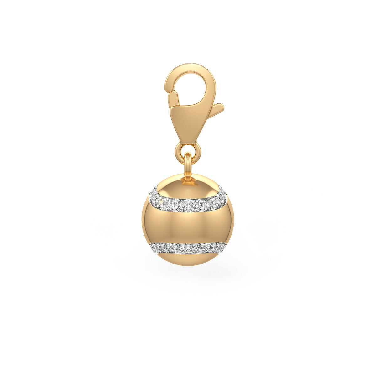 Diamond Tennis Ball Charm 0.25ct in Yellow Gold