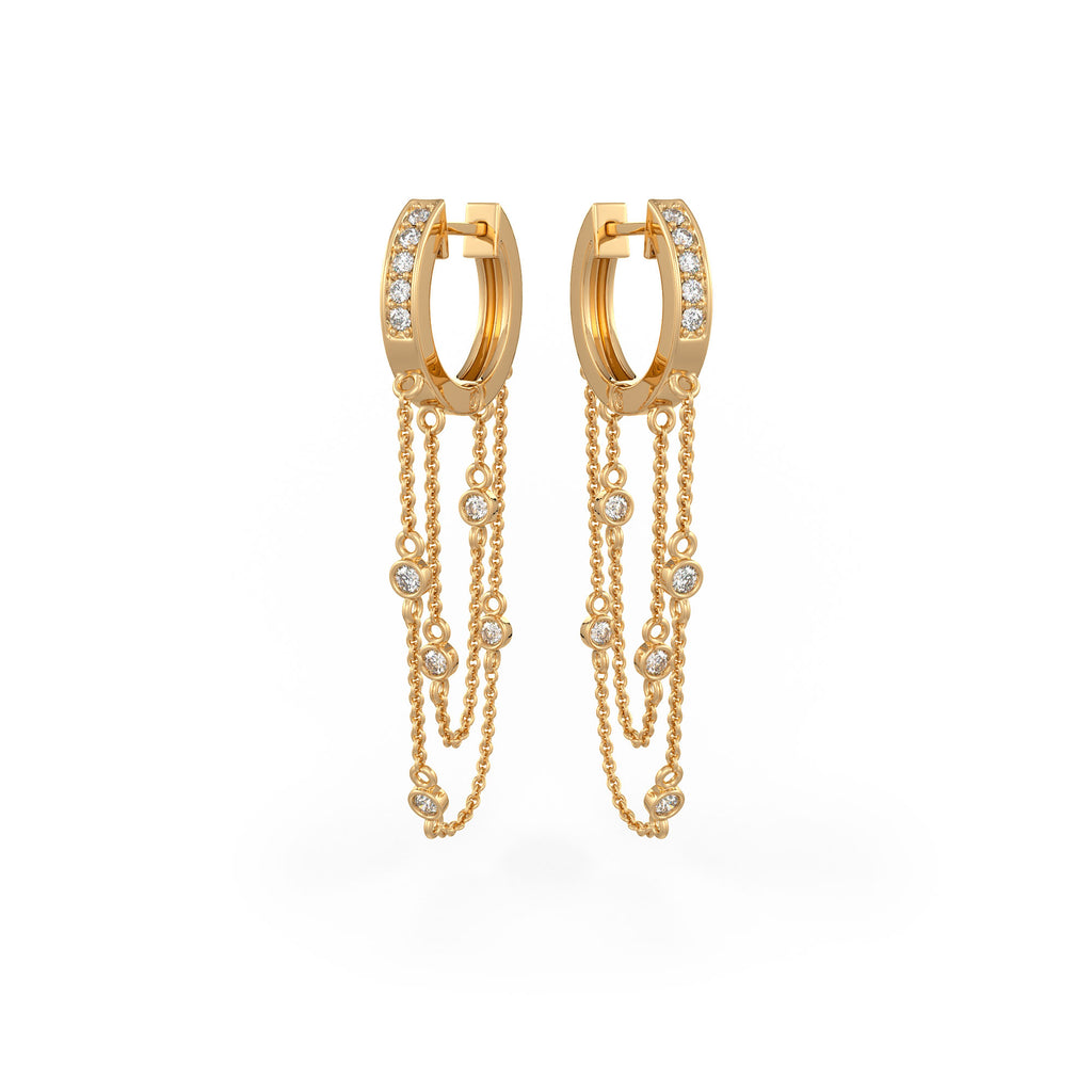 Layered style 18ct gold hoop earrings