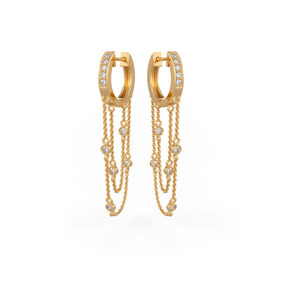 Layered style 18ct gold hoop earrings