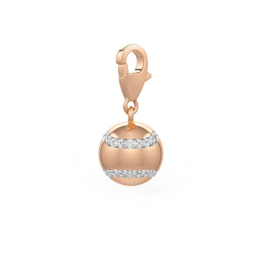 Diamond Tennis Ball Charm 0.25ct in Rose Gold
