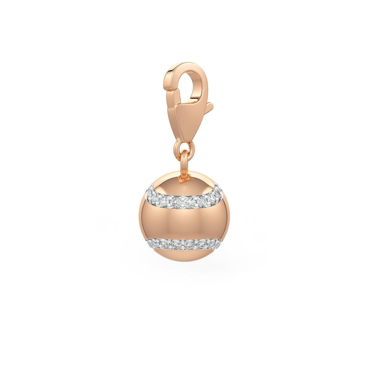 Diamond Tennis Ball Charm 0.25ct in Rose Gold