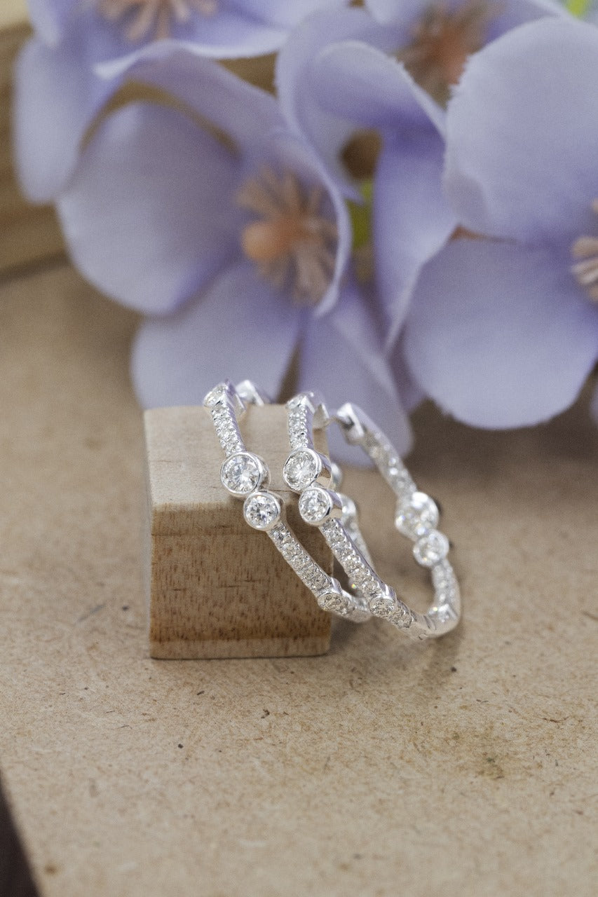 1.30ct Diamond Bubble Hoop Earrings White Gold