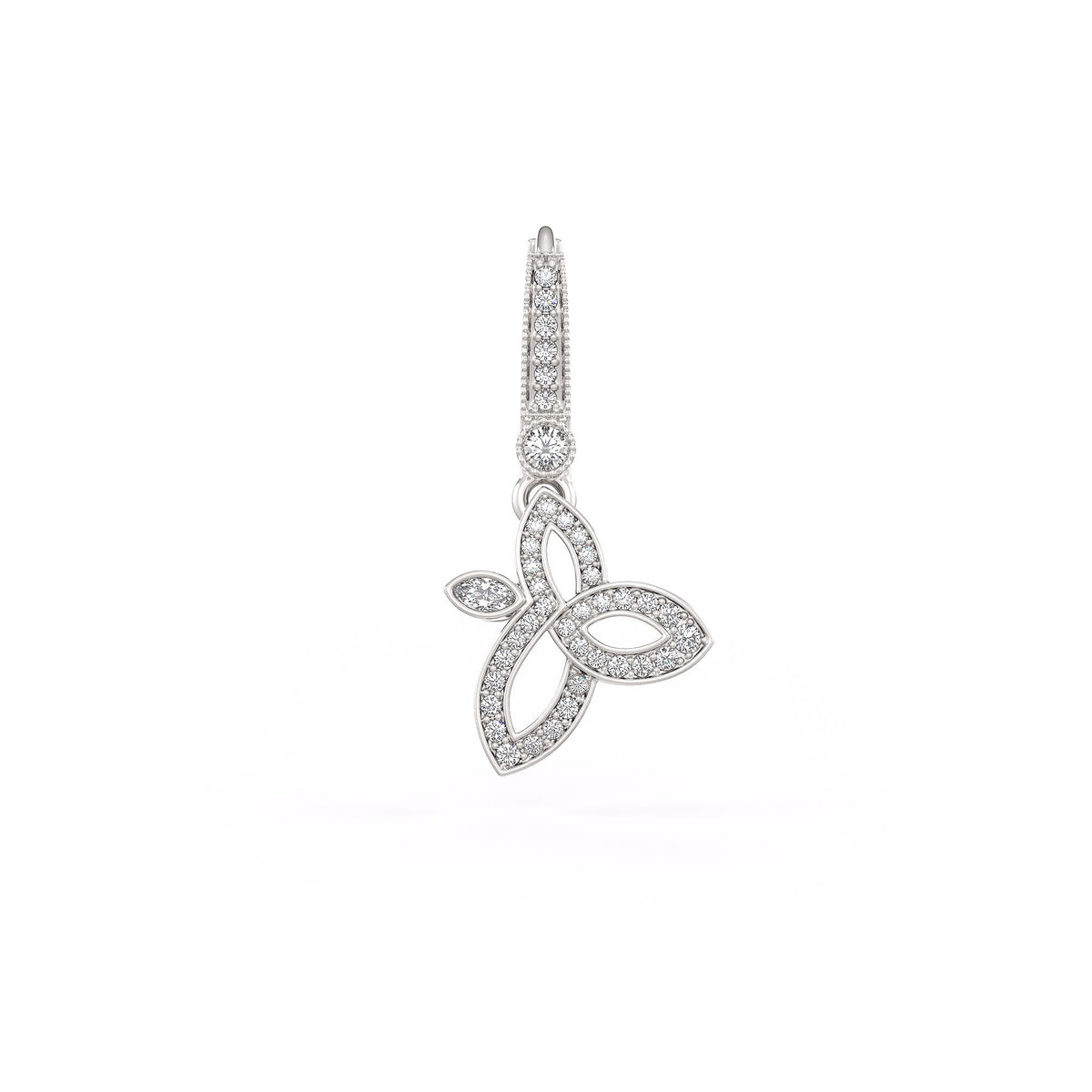 Exquisite sparkling diamond lotus earrings in 18ct white gold