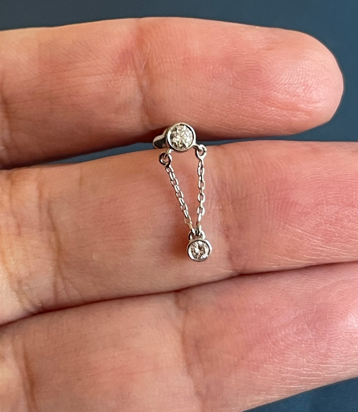 0.11ct diamond chain drop stud