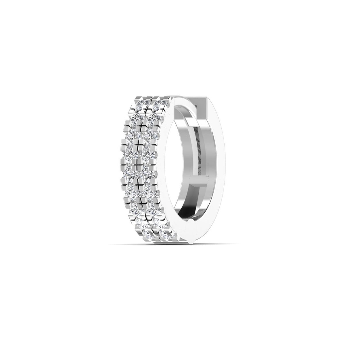 Diamond Cartilage Hoop Piercing in 18ct White Gold 8mm Double Row Singular