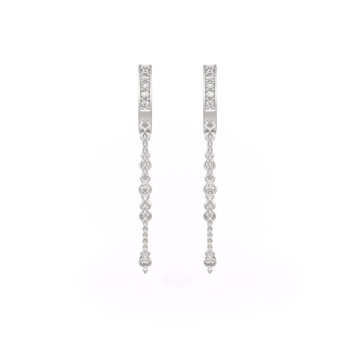 Chic white gold hoop earrings with diamonds