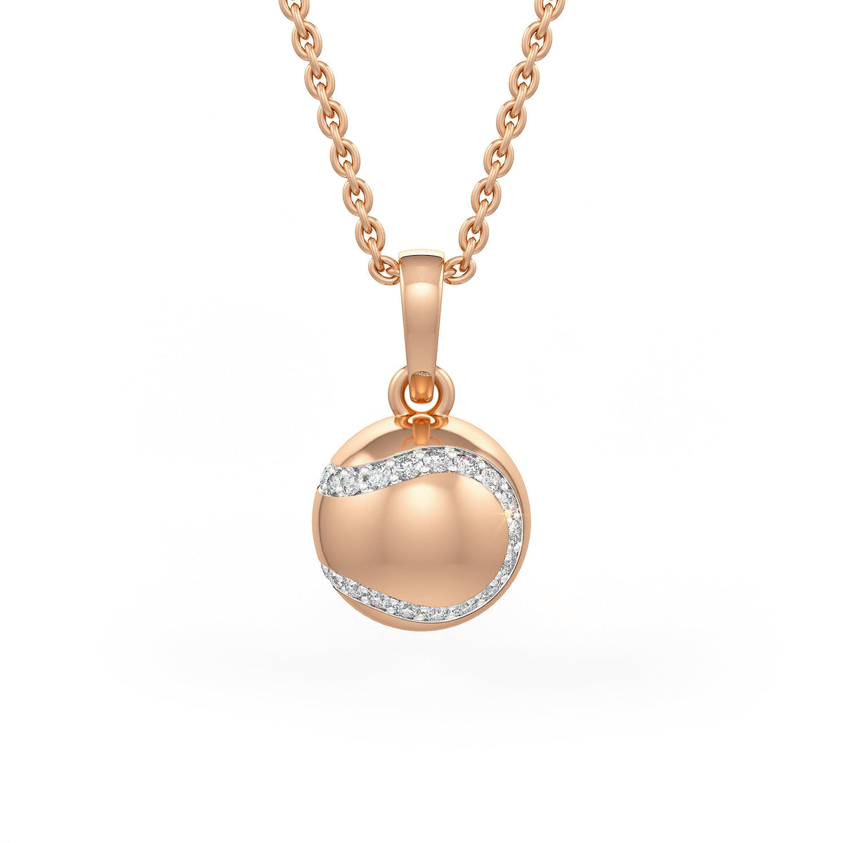 Diamond Tennis Ball Pendant in Rose Gold 0.25ct (without chain)