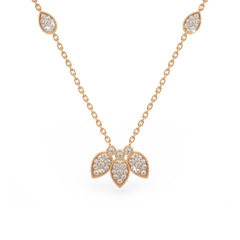 Diamond Necklace 1.40ct in 18ct Rose Gold Water Lily Flower Petals