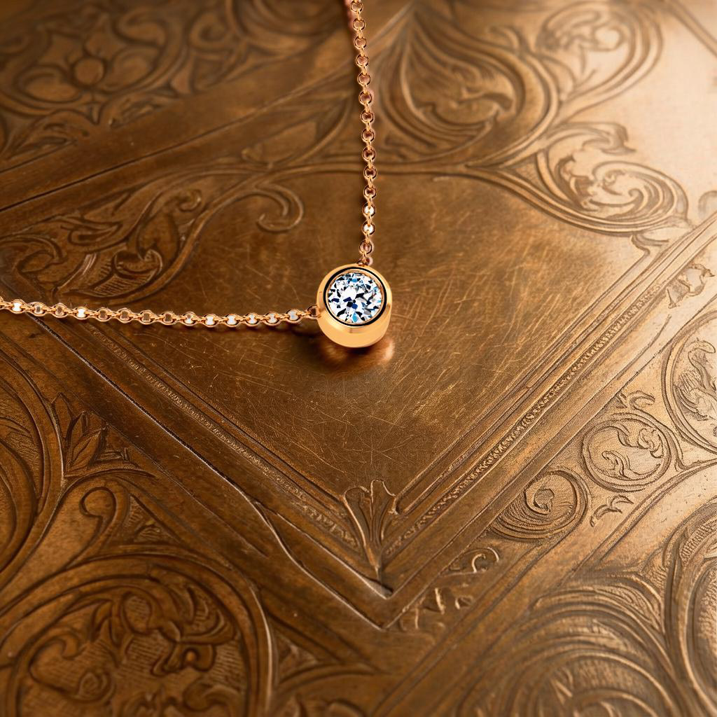0.11ct diamond pendant necklace crafted in rose gold
