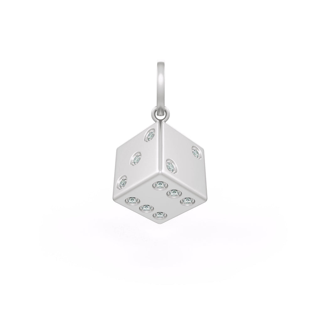 Stunning 18ct white gold dice pendant