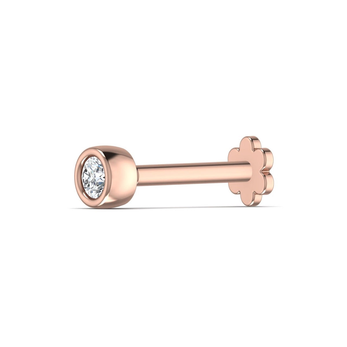 18K Rose Gold Diamond Nose Stud