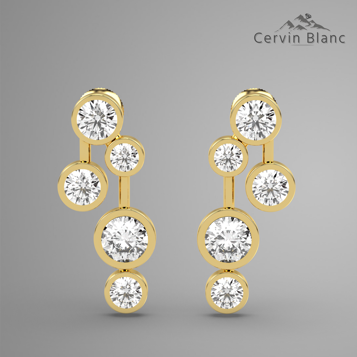 1.50ct Diamond Bubble Earrings Yellow Gold
