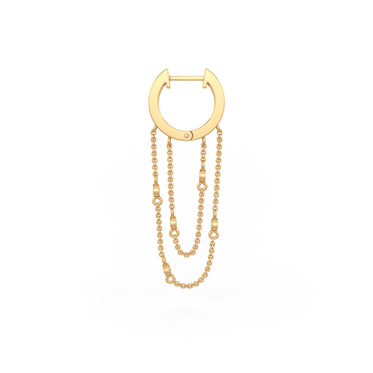 Edgy double chain gold hoop earrings