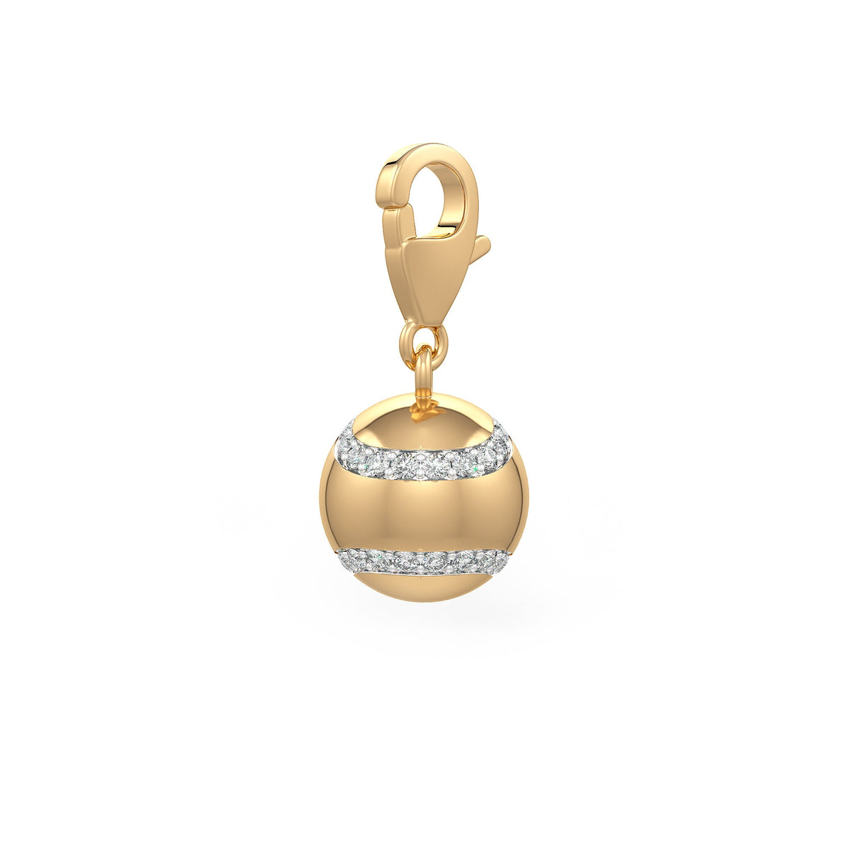Diamond Tennis Ball Charm 0.25ct in Yellow Gold