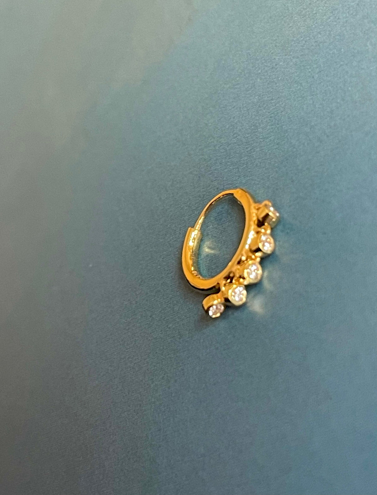 Diamond Nose Hoop Ring in 18ct Yellow Gold Bezel Charms