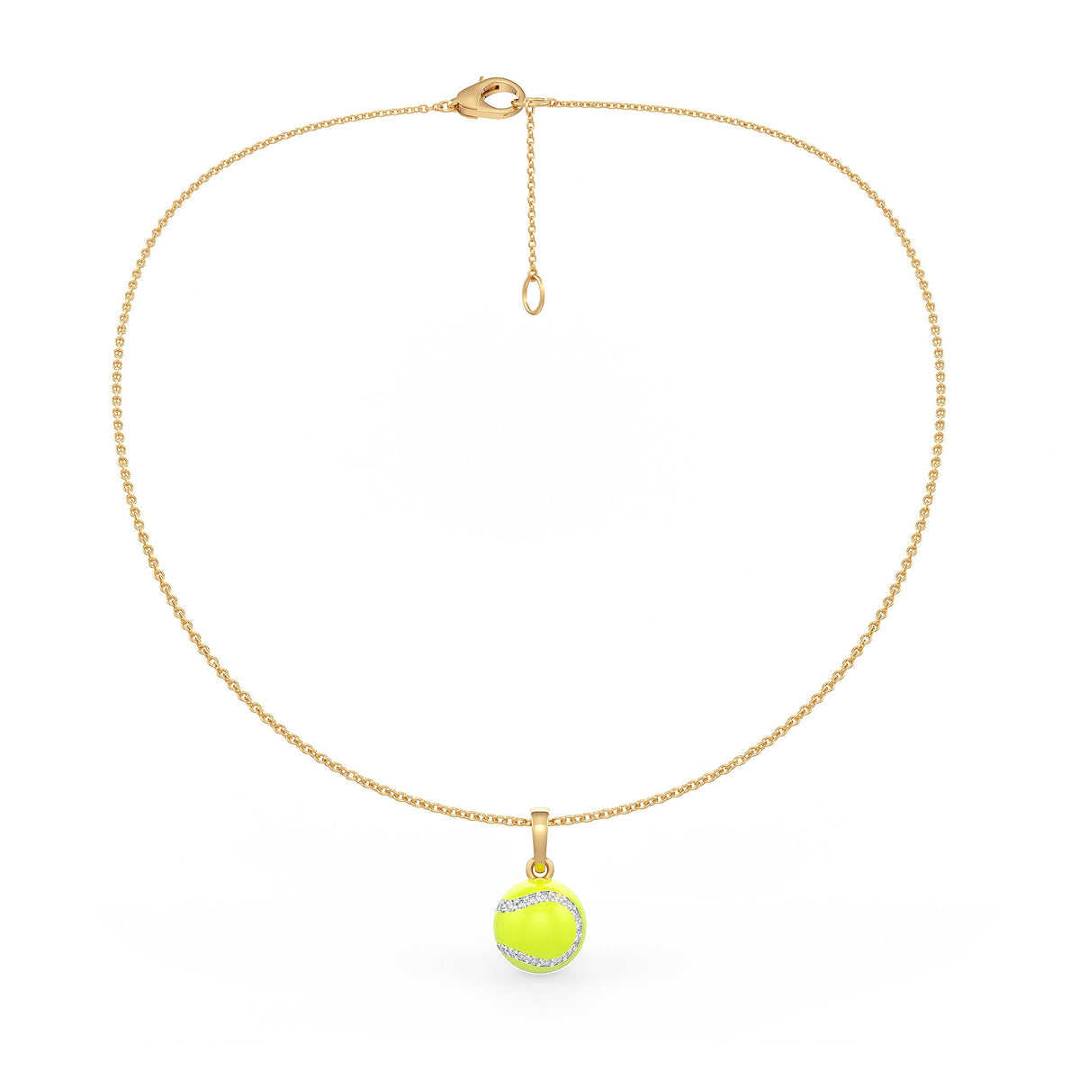 Diamond Tennis Ball Pendant in Yellow Gold 0.25ct (without chain) with Enamel