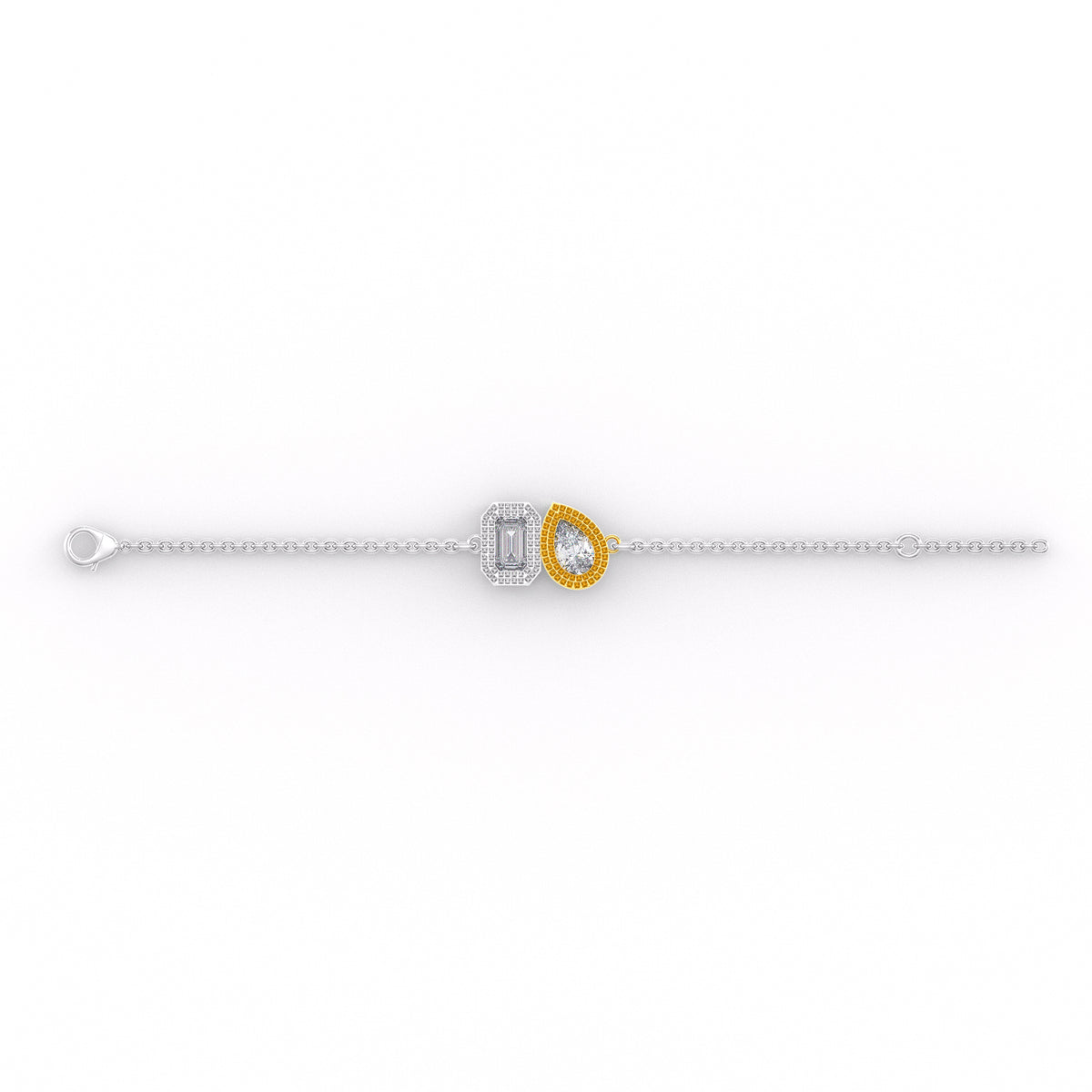 Bracelet Toi Et Moi en or blanc bicolore 18 carats serti de diamants (0,40 ct).