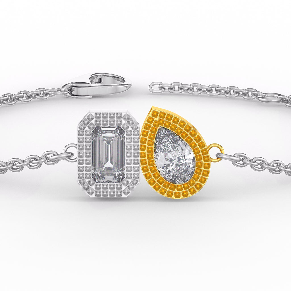 Bracciale Toi Et Moi con diamanti da 0,40 ct in oro bianco 18 ct bicolore