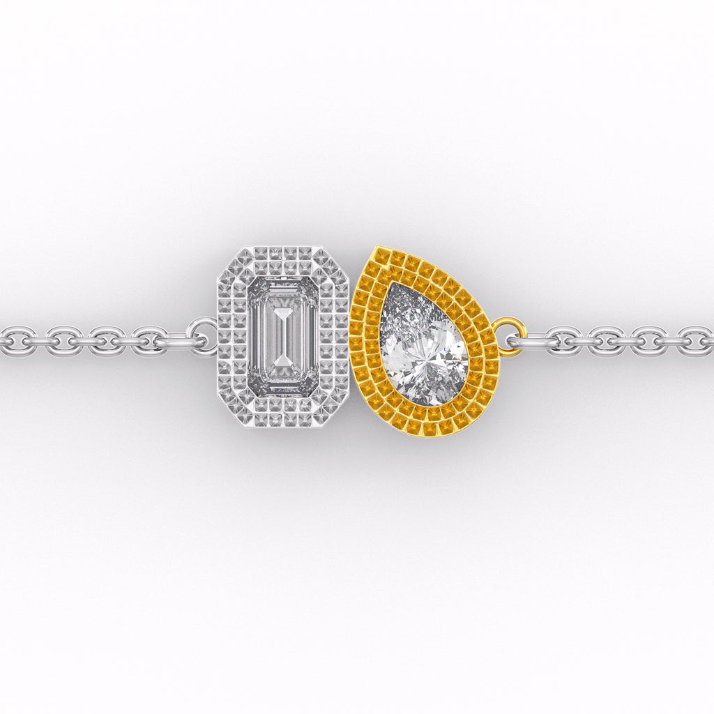  Bracciale Toi Et Moi con diamanti da 0,40 ct in oro bianco 18 ct bicolore