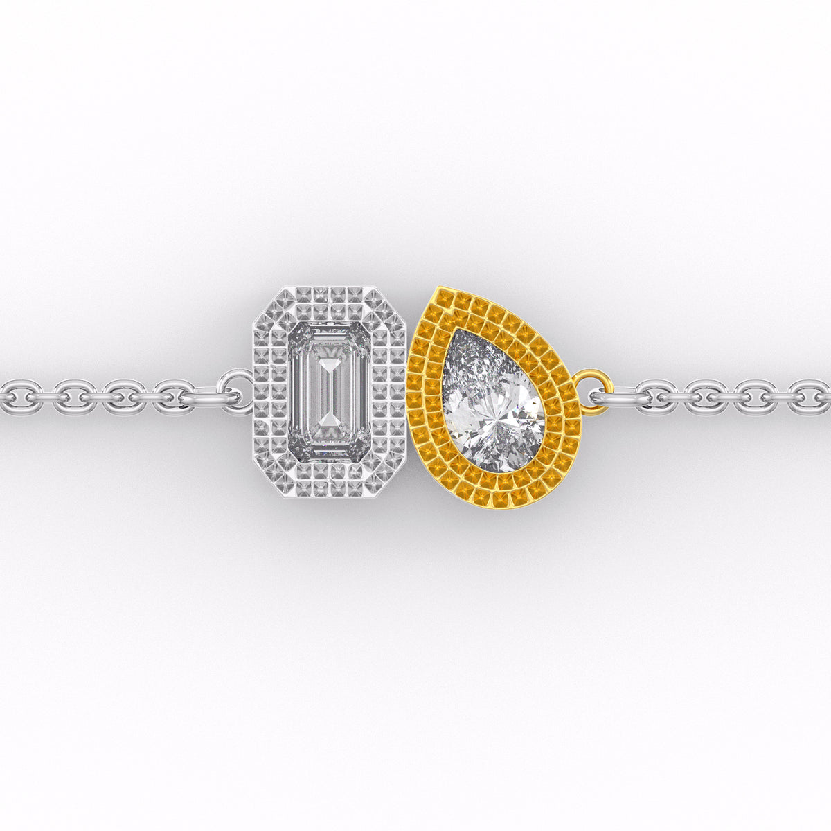  Bracciale Toi Et Moi con diamanti da 0,40 ct in oro bianco 18 ct bicolore