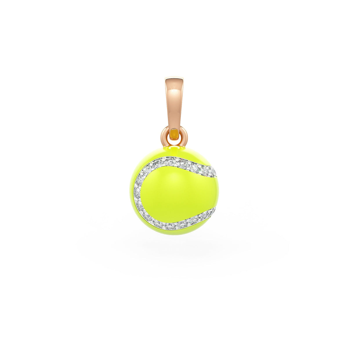 Diamond Tennis Ball Pendant in Rose Gold 0.25ct (without chain) with Enamel