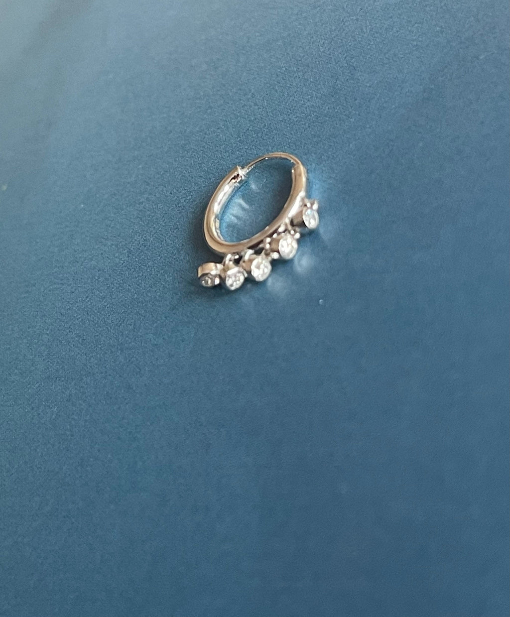 Diamond Nose Hoop Ring in 18ct White Gold Bezel Charms