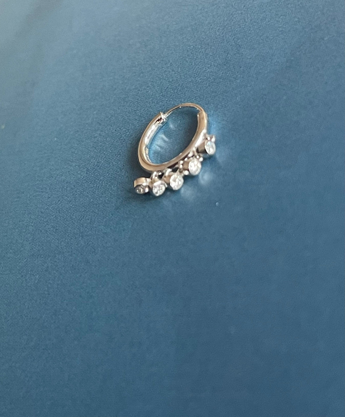 Diamond Nose Hoop Ring in 18ct White Gold Bezel Charms