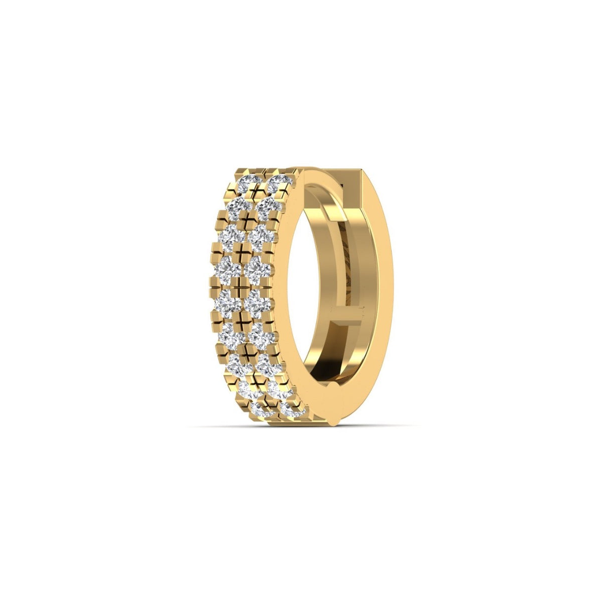Sparkling yellow gold cartilage hoop