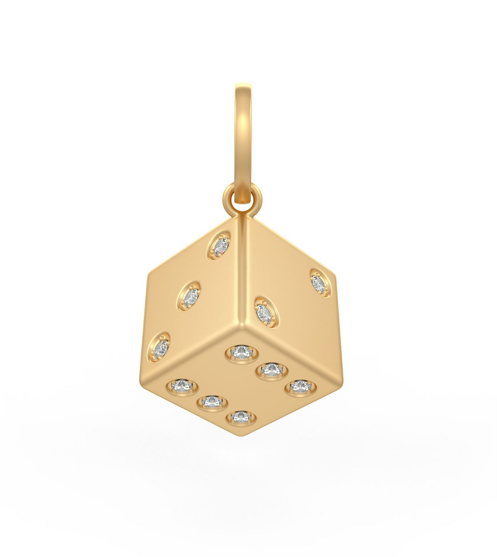 Diamond dice pendant 6.5g luxury gold