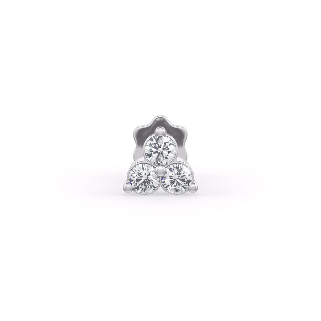 Trilogy Three Diamond Nose Stud | 18K White Gold