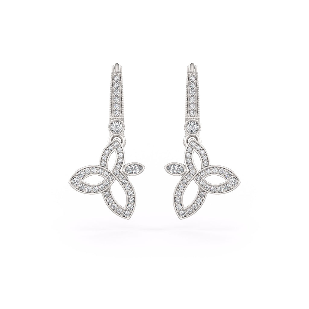 Sophisticated 2.2cm diamond lotus earrings