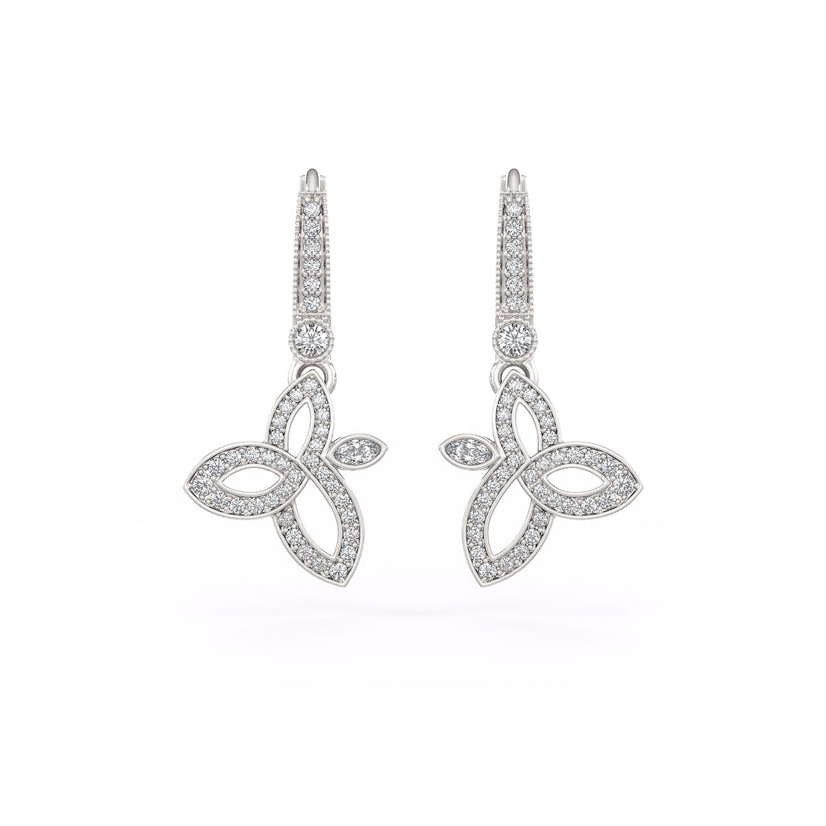 Sophisticated 2.2cm diamond lotus earrings