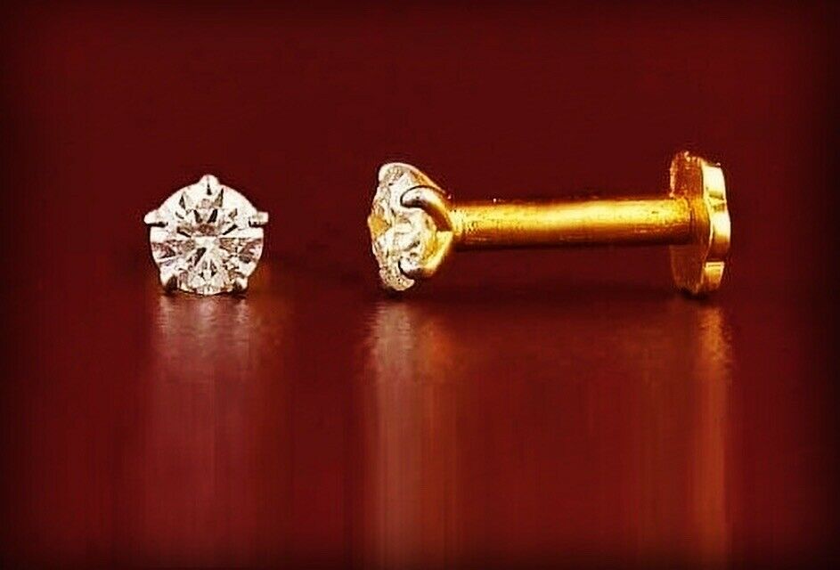 Klassischer Solitär-Nasenstecker mit Diamant in 18 Karat Gelbgold
