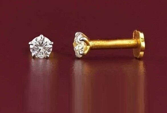 Klassischer Solitär-Nasenstecker mit Diamant in 18 Karat Gelbgold