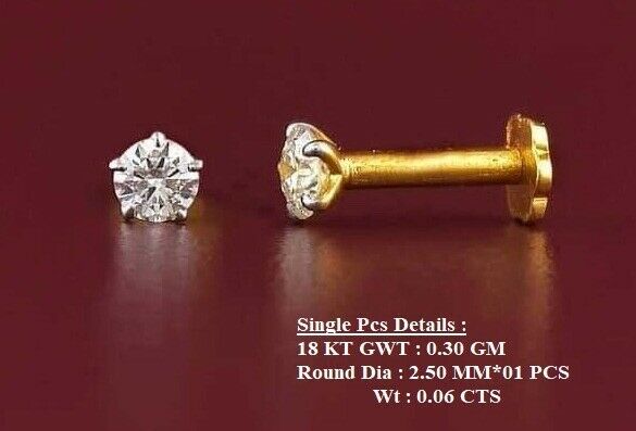 Klassischer Solitär-Nasenstecker mit Diamant in 18 Karat Gelbgold