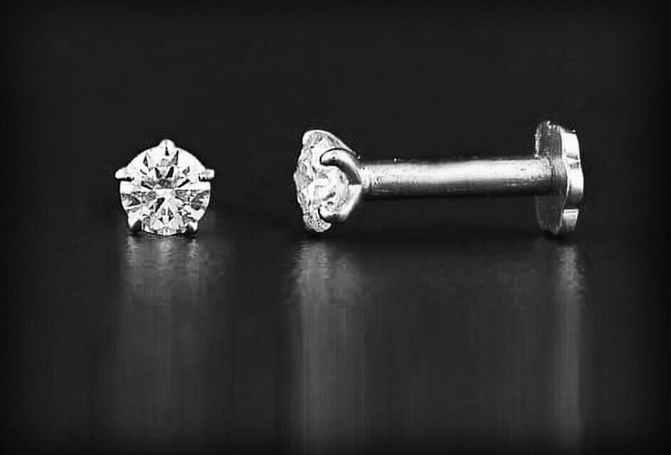 Puce de nez solitaire en diamant | Or blanc 18 carats