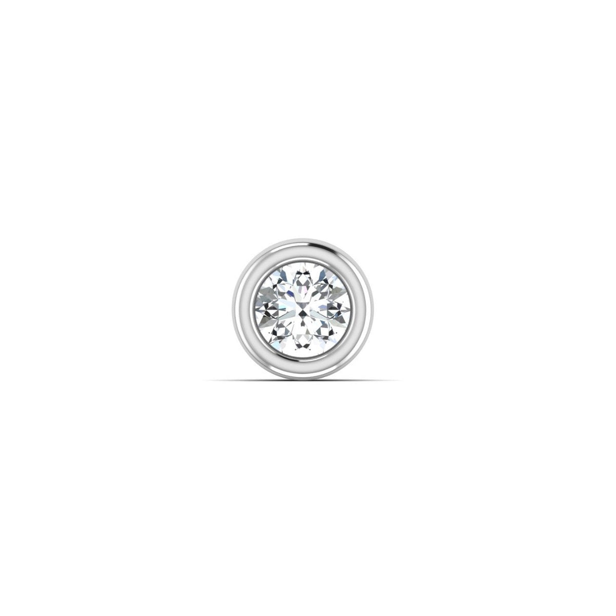 Silver nose stud with a clear gemstone on a white background