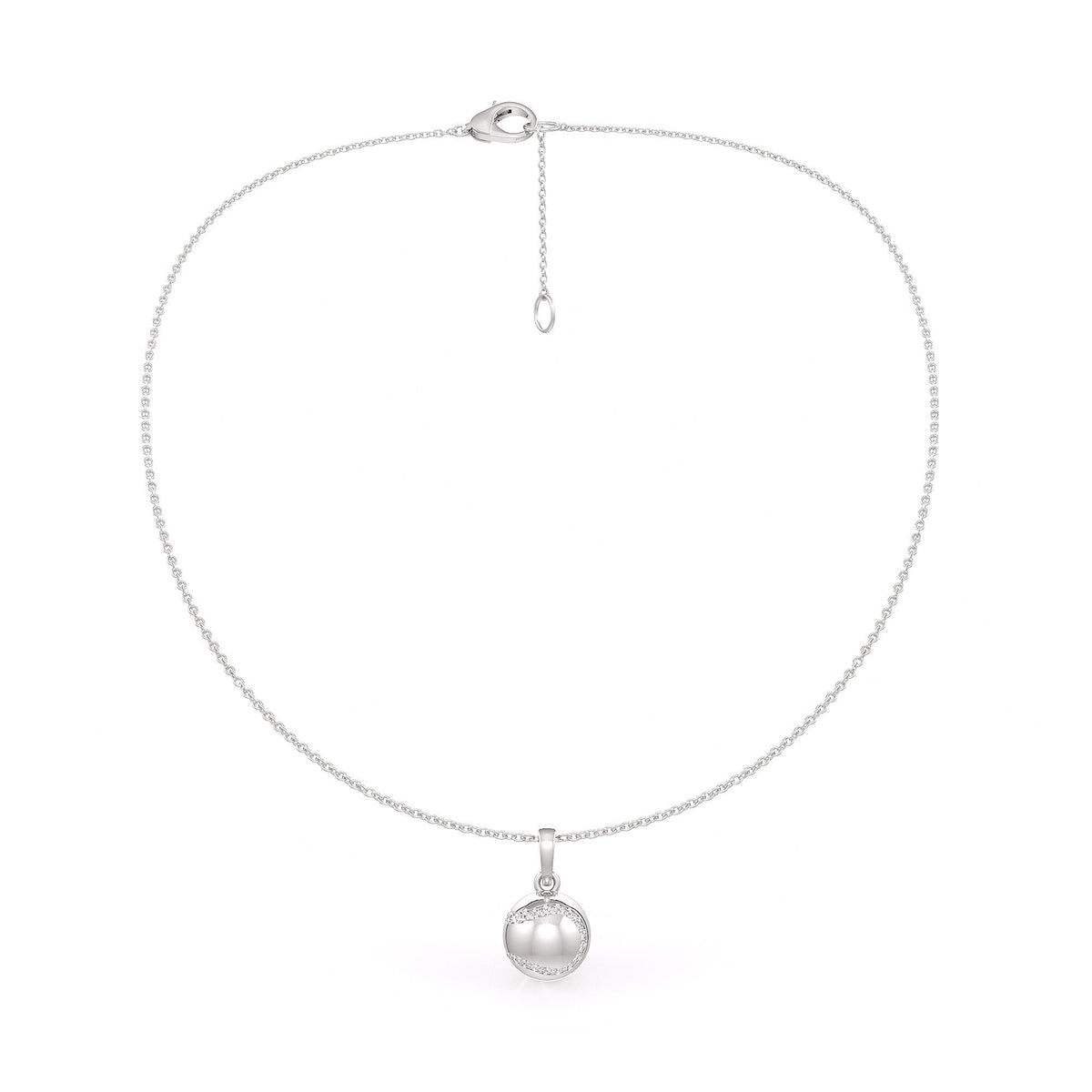 Diamond Tennis Ball Pendant in White Gold 0.25ct (without chain)