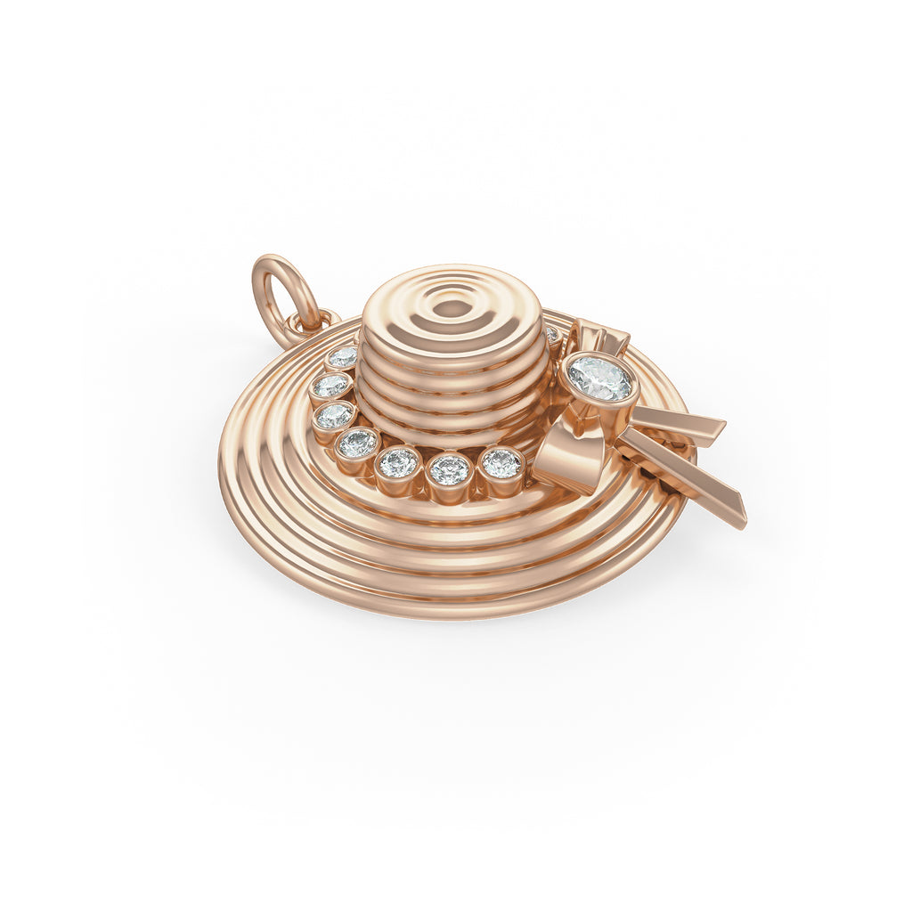 Diamond Charm Hat in 18ct Rose Gold Jane Austen Homage Gold Pendant