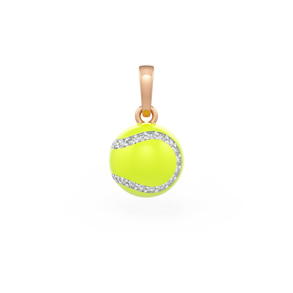 Diamond Tennis Ball Pendant in Rose Gold 0.25ct (without chain) with Enamel