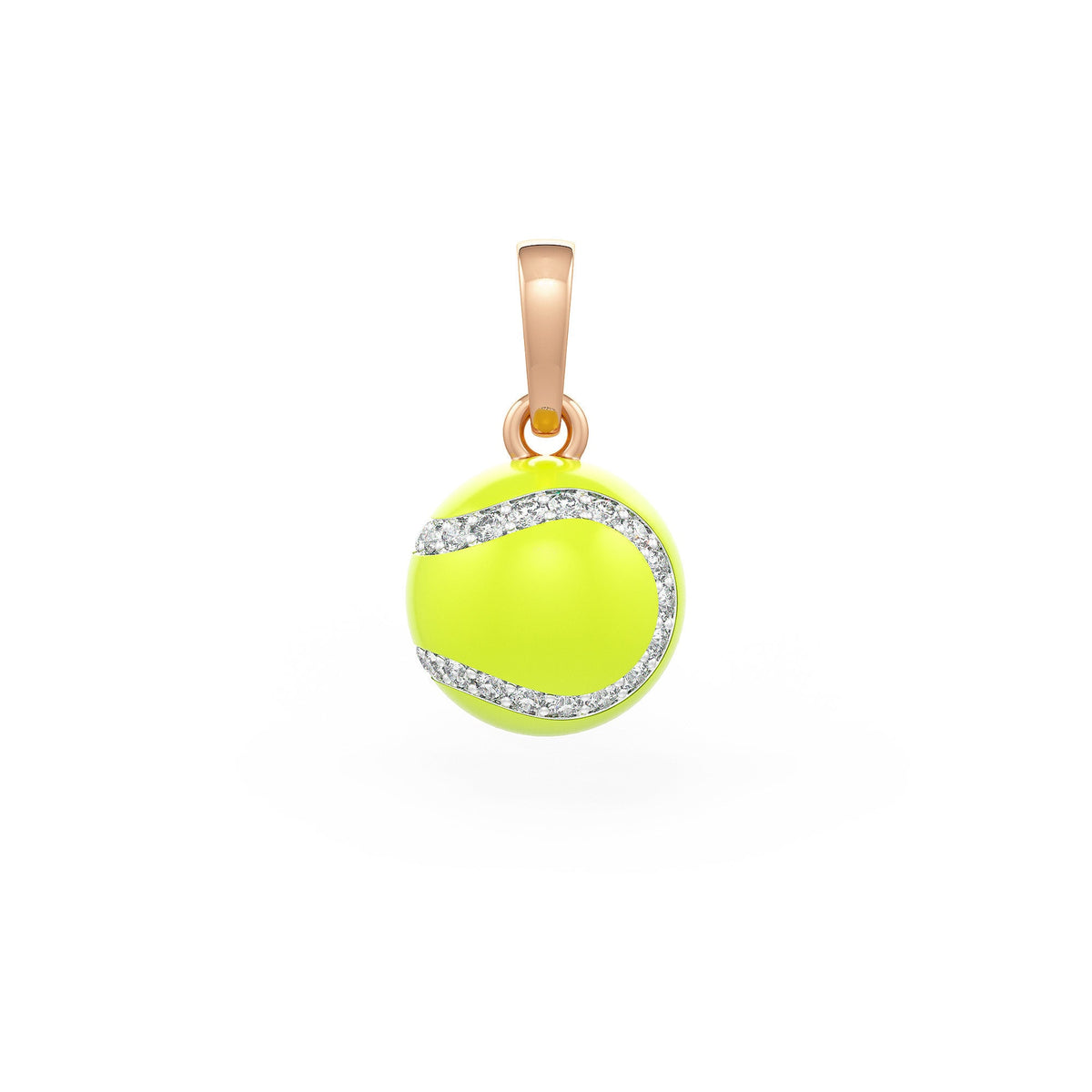 Diamond Tennis Ball Pendant in Rose Gold 0.25ct (without chain) with Enamel