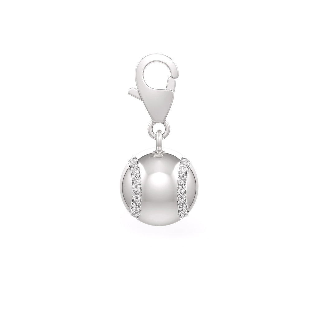 Diamond Tennis Ball Charm 0.25ct in White Gold