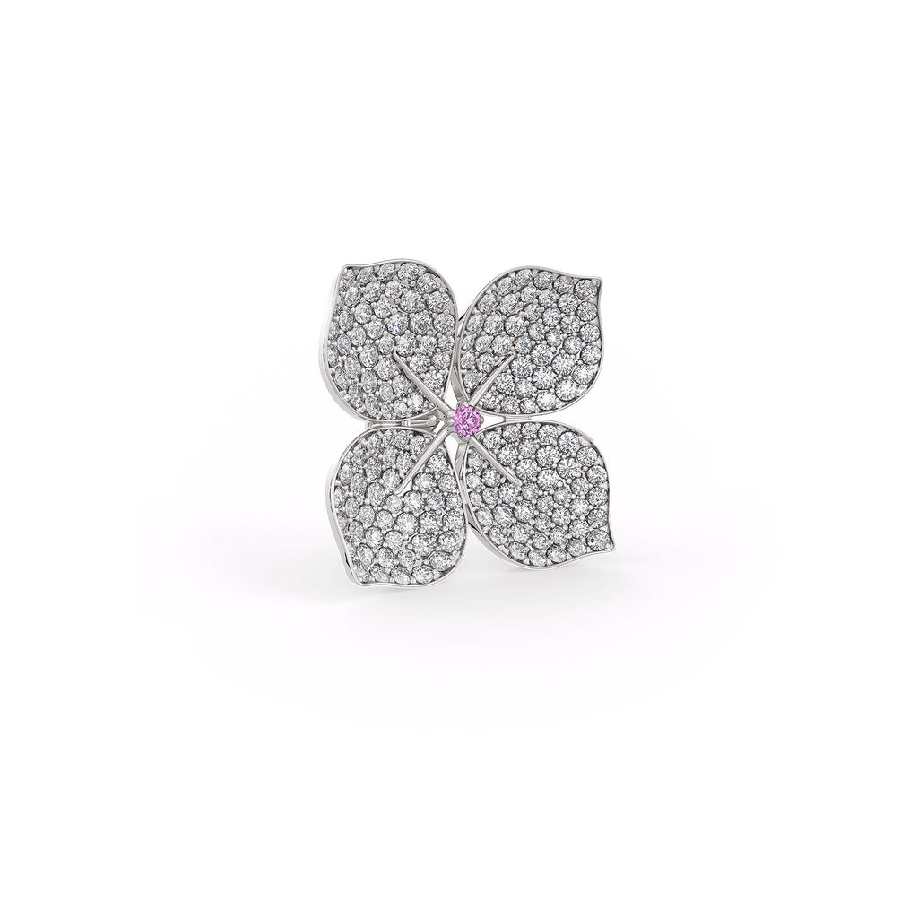 Hydrangea Diamond Earrings White Gold